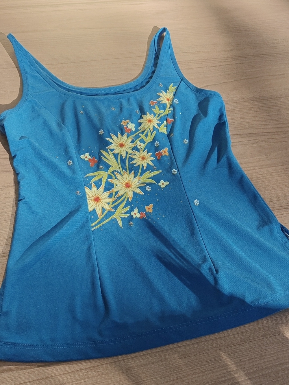 Y2K Super Cute Ethnic Blue Floral Top